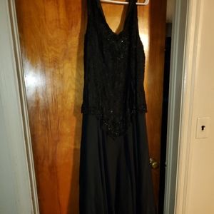 Black Chiffon and Sequined Full Length Gown